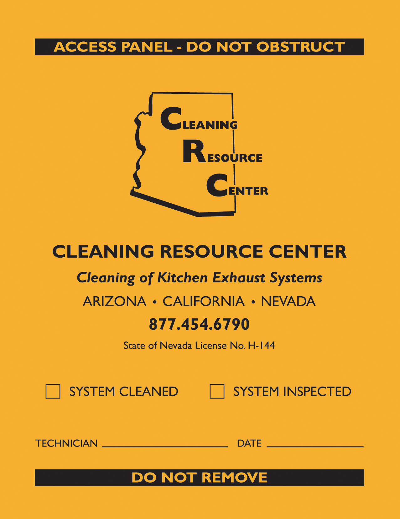 Certificates, Stickers and Grease Depth Comb in Kitchen Exhaust Hood